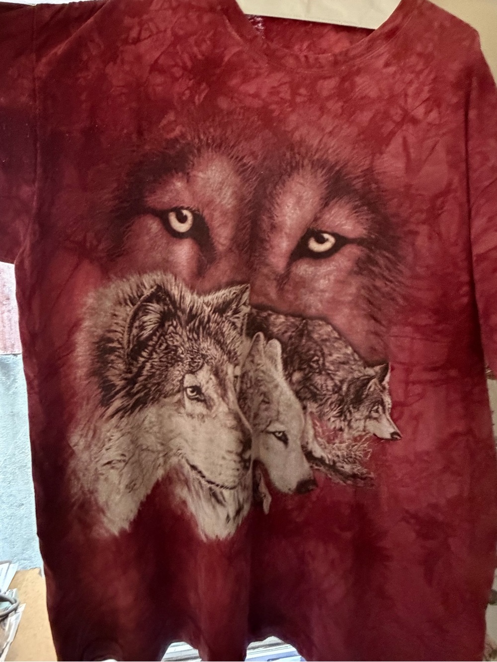 The Mountain Red Tie-Dye Wolf Pack Short Sleeve Tee